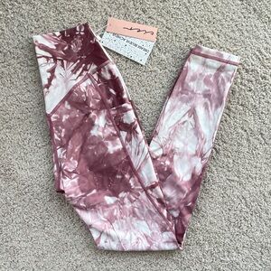 Tier Activewear Pocket Legging Tie-Dye Pink White Small NEW Aspect Compass Train